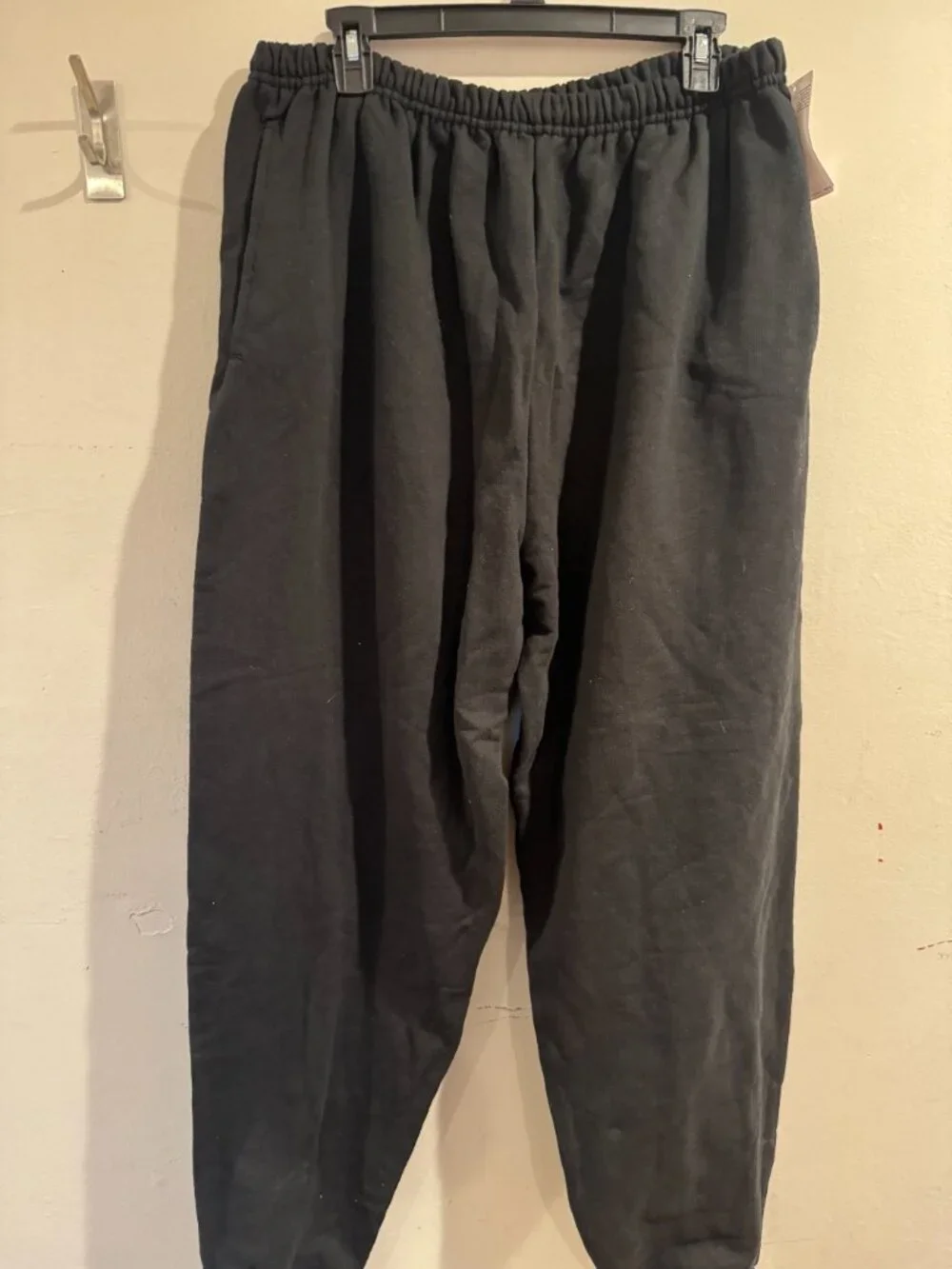 Hanes Black Jogger Sweat Pockets drawstring Pants Men's XL new